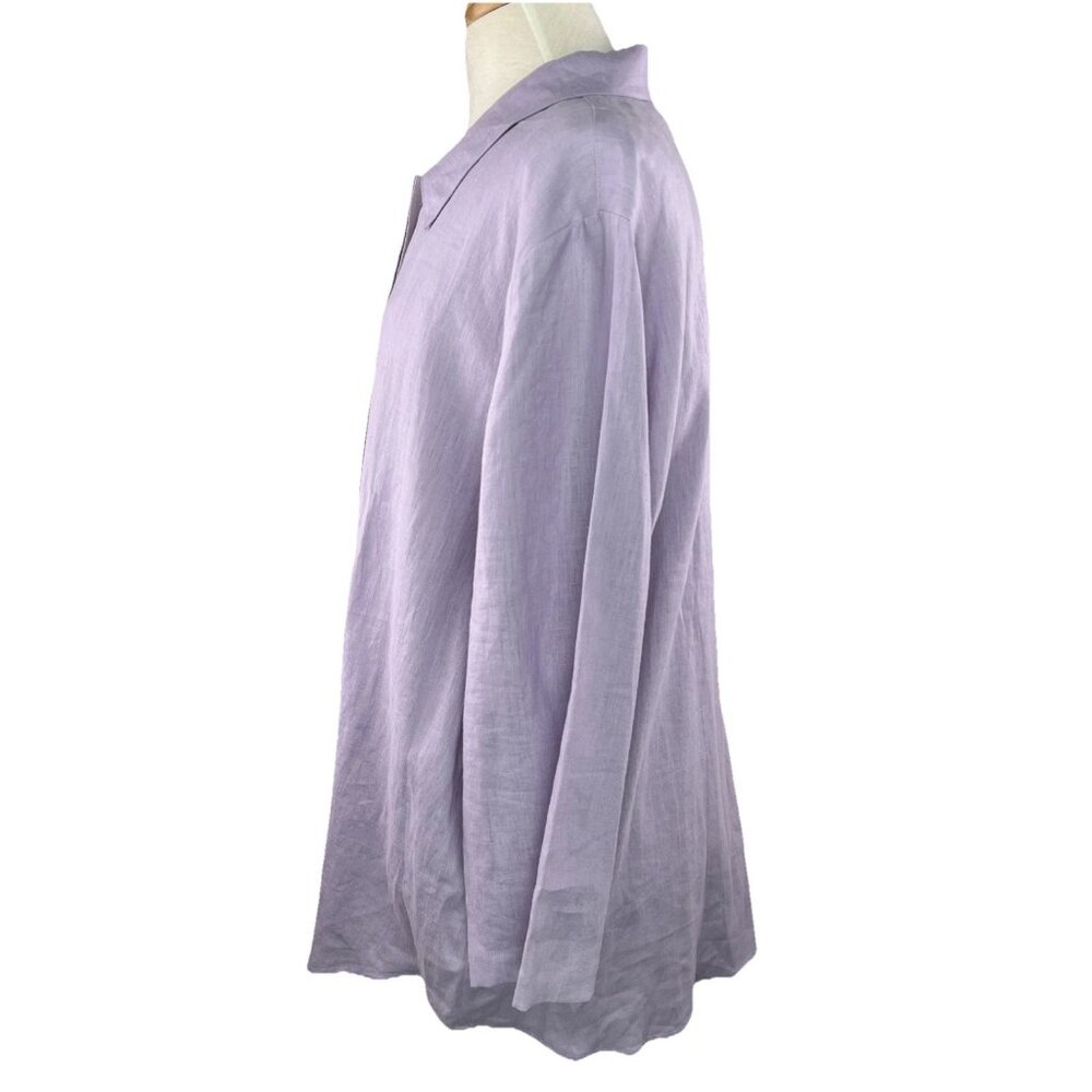 Dana Buchman Lilac Linen Button-Front Blouse and matching Tank Top - Picture 3 of 14